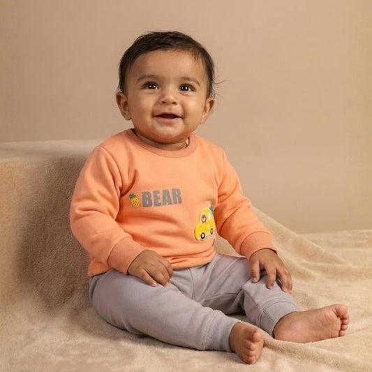 Winter Warm Full Sleeve Co-ord Sets For Baby | Cotton Baby Clothing Set | Bear | 3-12 Months | Set of 1