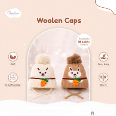 Winter Warm Woolen Baby Cap For 0–12 Months | Soft Infant Beanie Hat | Newborn Winter Headwear | Pack of 2