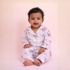 Organic Cotton Unisex Kids Pajama Set Combo | Night Suit | Sleepwear | Pink Giraffe