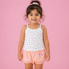 Girl Summer Outfit Set | Organic Cotton Sleeveless Top & Shorts For Toddlers | 1-4 Years