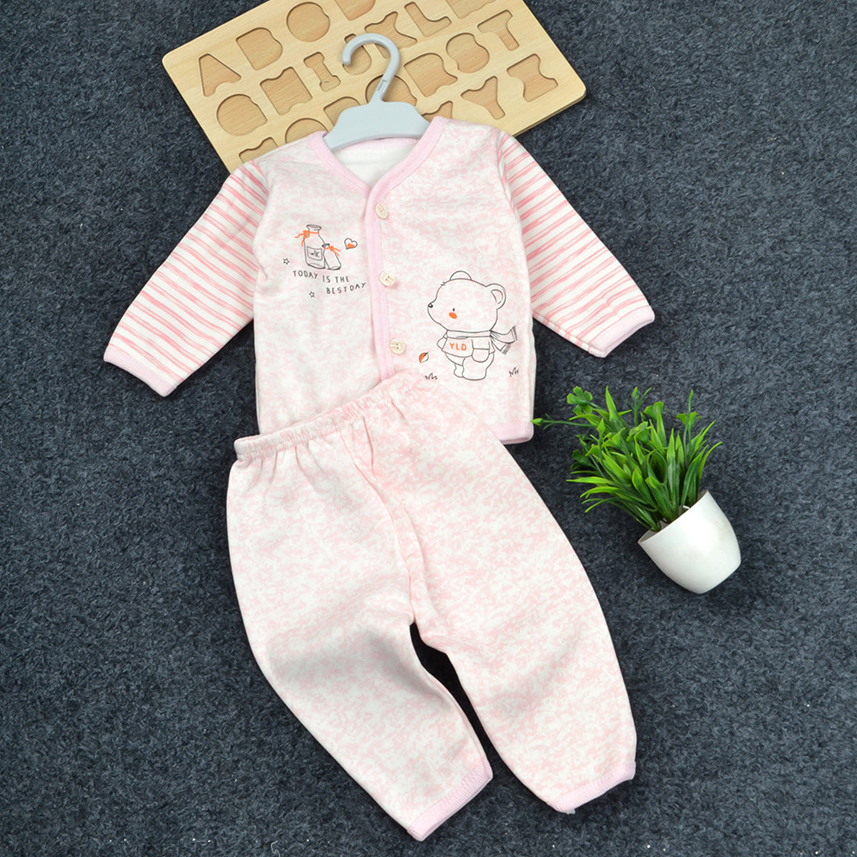 Baby Organic Cotton Baby Full Length Winter Warm Suit | 0-3 Months | Pink