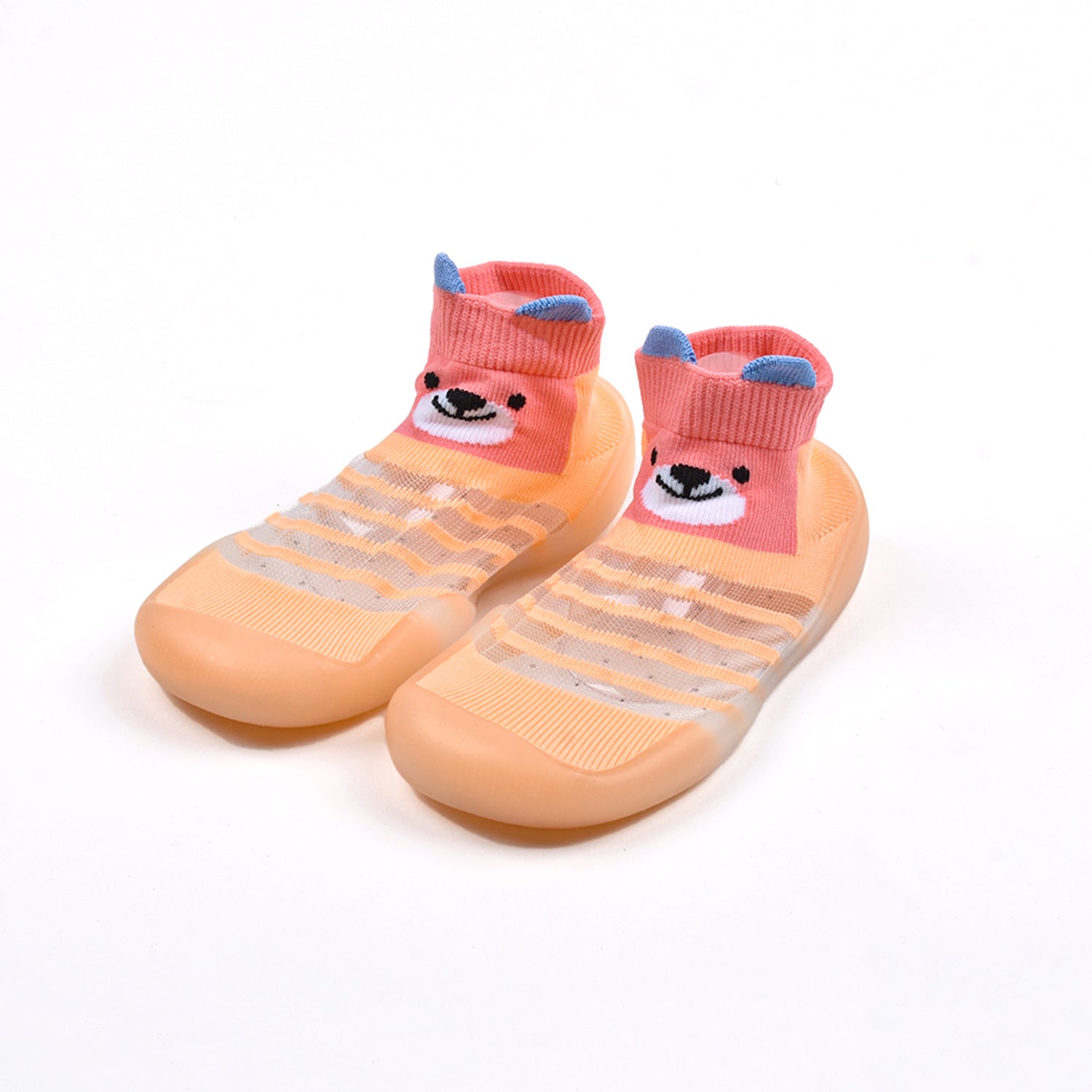 Baby Toddler Sock Shoes Soft Silicone Sole Shoes Breathable Cotton Shoes Anti-Slip for Kids Baby (Orange)