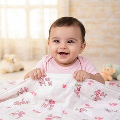 Baby AC Quilt Organic Cotton  - Pink Giraffe - 0-3 Years - 100X120Cms