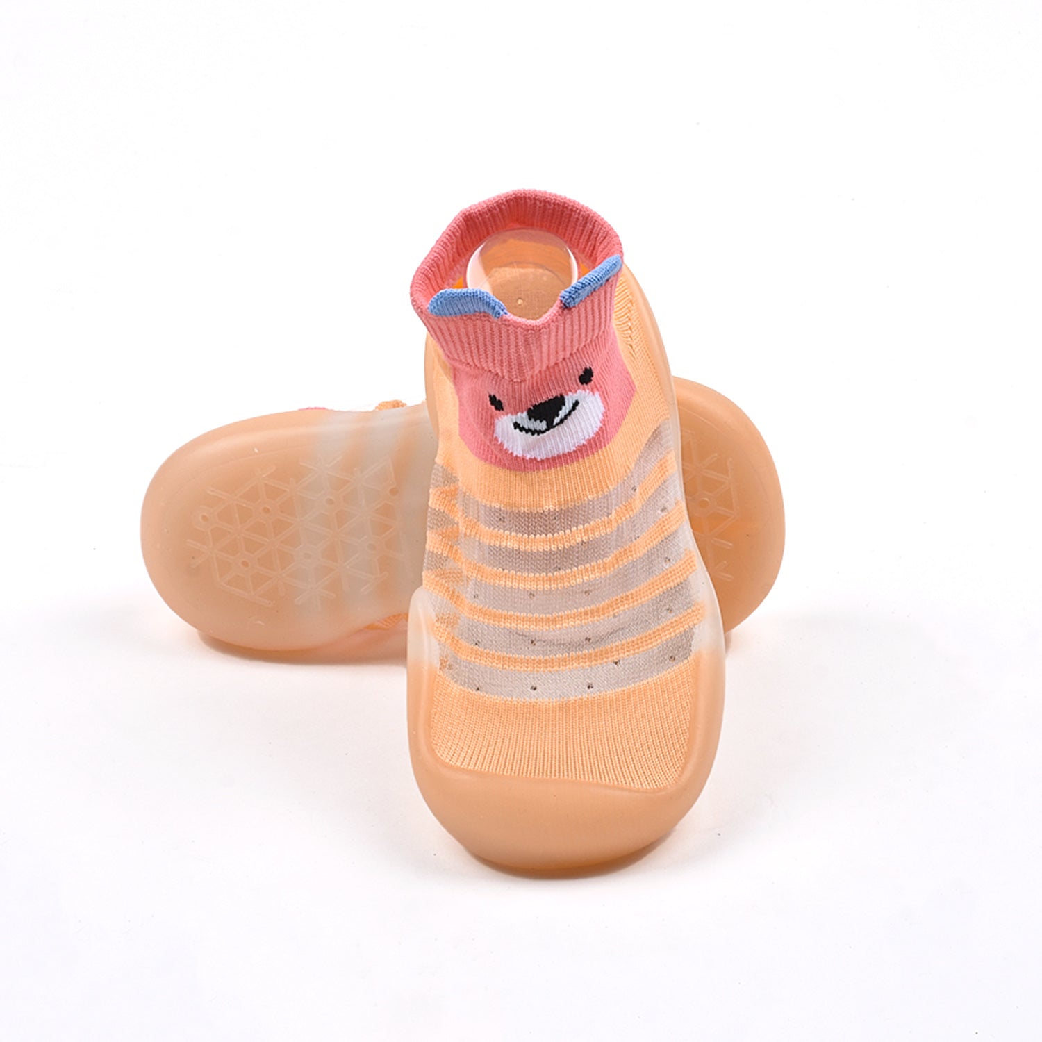 Baby Toddler Sock Shoes Soft Silicone Sole Shoes Breathable Cotton Shoes Anti-Slip for Kids Baby (Orange)