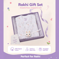 Organic Cotton New Born Baby Full Body Romper | New Born Baby Clothing | Bunny | 0-12 Months ( 1 Free Rakhi )