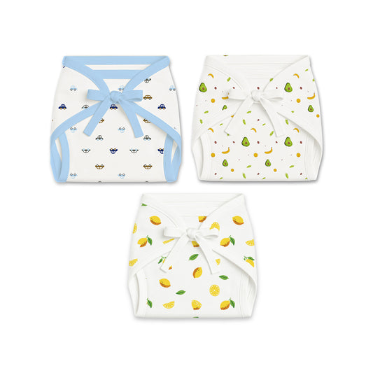 Printed Cushioned Nappies Combo | Organic Cotton Nappies For New Born Baby | 0-6 Months | Pack of 3