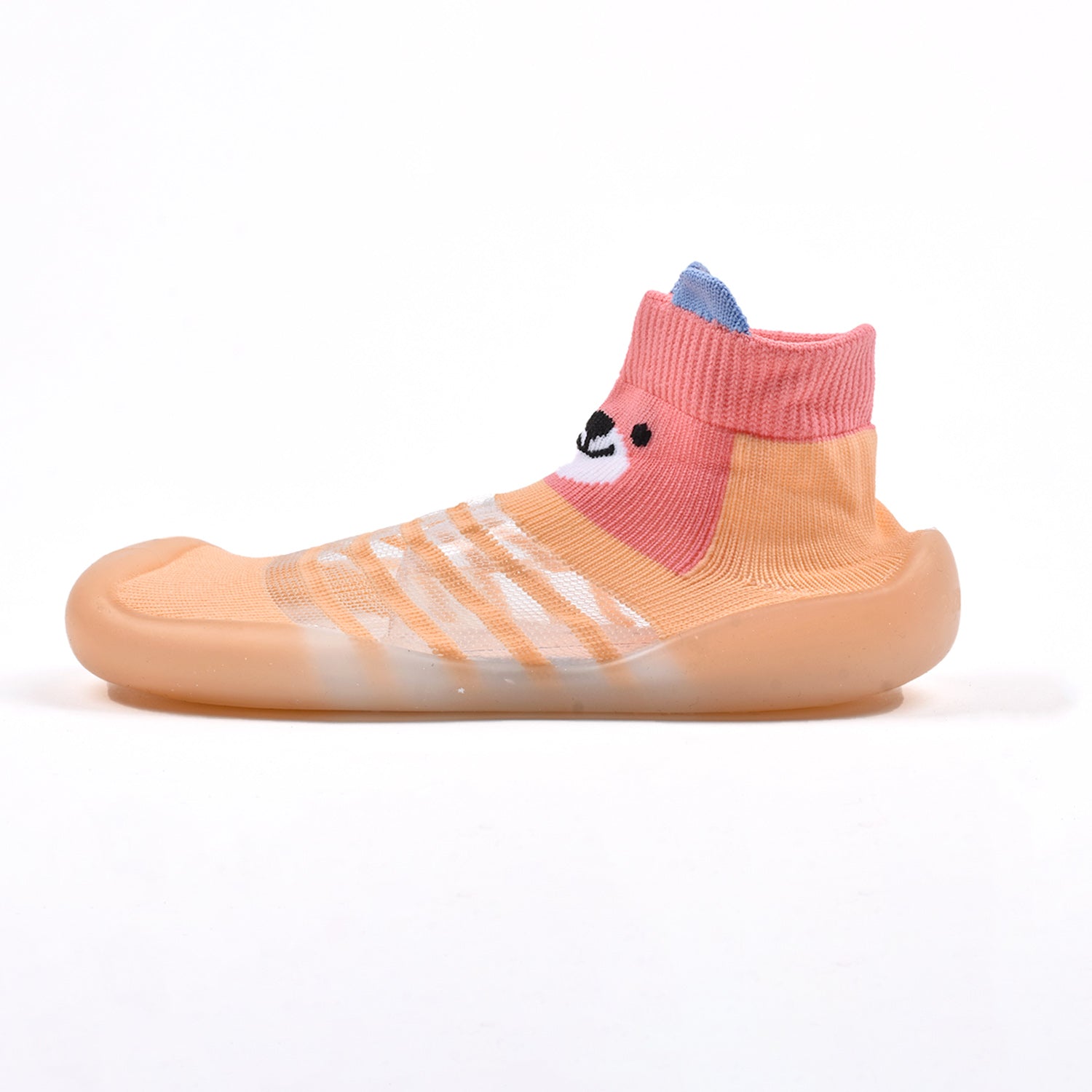 Baby Toddler Sock Shoes Soft Silicone Sole Shoes Breathable Cotton Shoes Anti-Slip for Kids Baby (Orange)