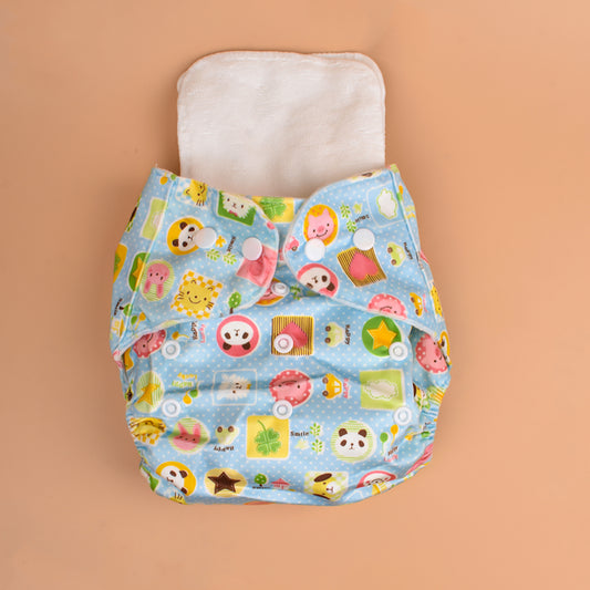 Baby Reusable Cotton Printed Pocket Diapers With 1 Inserts - Pack of 1 Panda