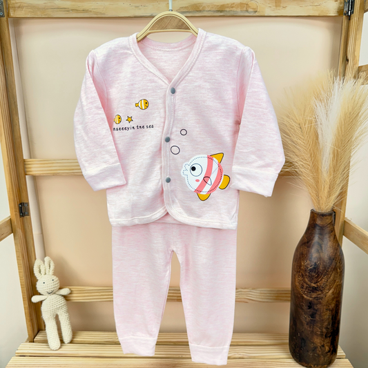 Baby's Warm Unisex Cotton Suit Set Pajama and Shirt Pink