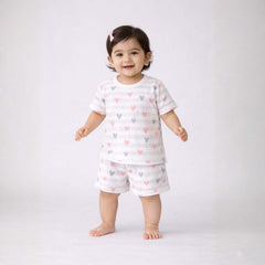 T-Shirt & Shorts Co-ord Set for Kids | Elegant & Comfortable Summer Wear | Organic Cotton Clothing Set | Little Heart | Pack of 1