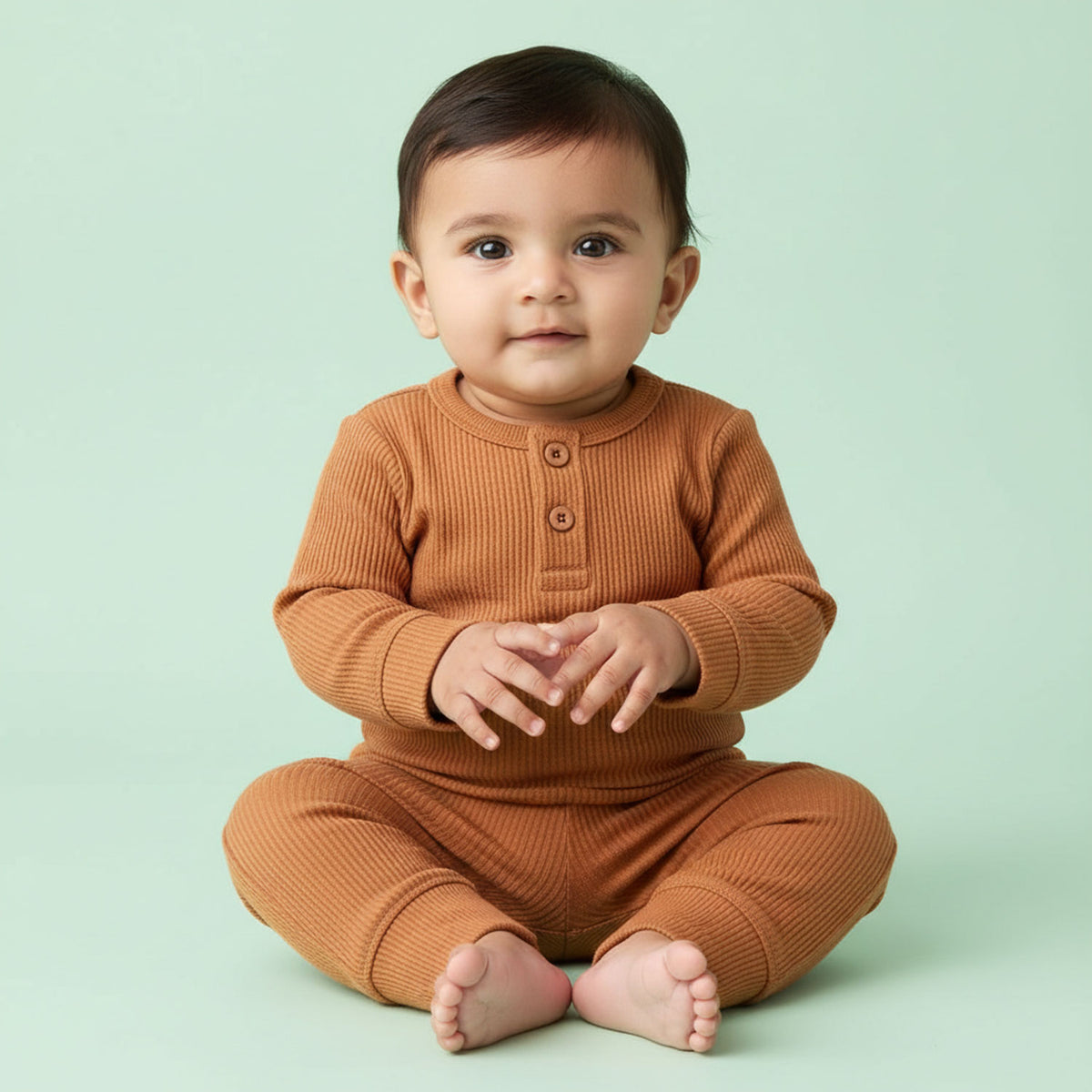 Ribbed Organic Cotton Co-ord Set For Newborn Baby | Soft & Breathable Baby Outfit | Baby Dress | 0-12 Months