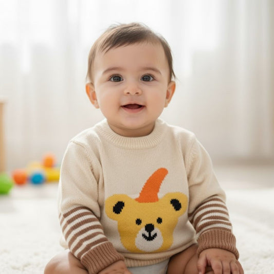 Winter Warm Woollen Full Sleeve Sweater For Baby | Bear | Pack of 1