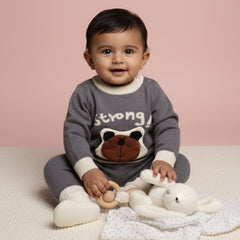 Winter Warm Woollen Full Sleeve Co-ord Sets For Baby | Bear | Set of 1