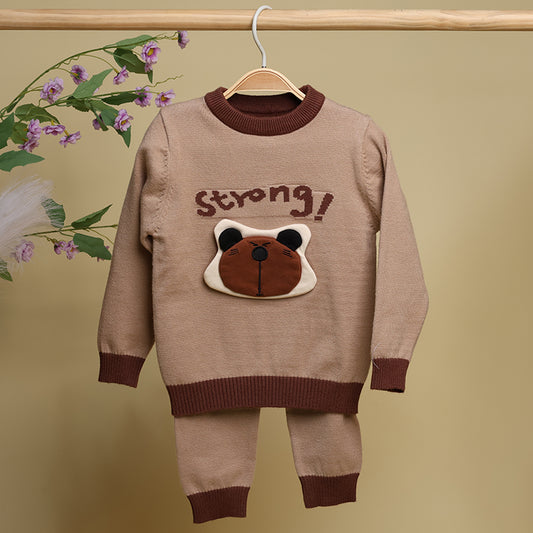 Winter Warm Woollen Full Sleeve Co-ord Sets For Baby | Bear | Set of 1