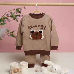 Winter Warm Woollen Full Sleeve Co-ord Sets For Baby | Bear | Set of 1