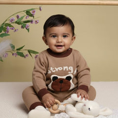 Winter Warm Woollen Full Sleeve Co-ord Sets For Baby | Bear | Set of 1