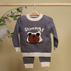Winter Warm Woollen Full Sleeve Co-ord Sets For Baby | Bear | Set of 1
