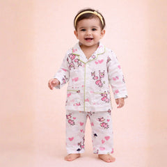 Organic Cotton Unisex Kids Pajama Set Combo | Night Suit | Sleepwear | Pink Giraffe