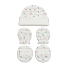 Organic Cotton Newborn Baby Clothing Set | Baby Shower Gift Hamper | Frill Onesie & Cap, Mittens, Botties Set | 0-6 Months | Pack of 4