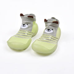 Baby Toddler Sock Shoes Soft Silicone Sole Shoes Breathable Cotton Shoes Anti-Slip for Kids Baby (Green)