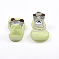 Baby Toddler Sock Shoes Soft Silicone Sole Shoes Breathable Cotton Shoes Anti-Slip for Kids Baby (Green)