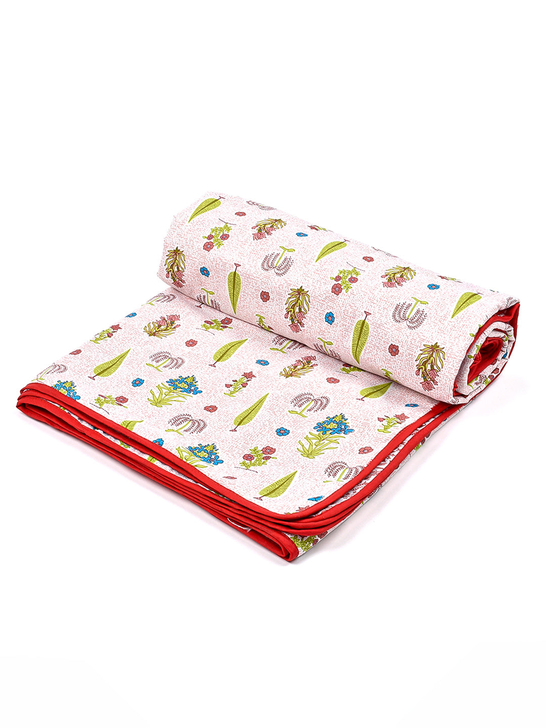 Moms Home Kids Pure Cotton Reversible Dohar, AC Blanket Comforter, Soft Light-Weight Blanket (Red Tree)