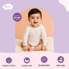 Organic Cotton New Born Baby Full Sleeve Onesie | Newborn Onesie | New Born Baby Dress | 0-6 Months | Pack of 1