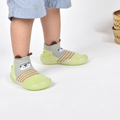 Baby Toddler Sock Shoes Soft Silicone Sole Shoes Breathable Cotton Shoes Anti-Slip for Kids Baby (Green)
