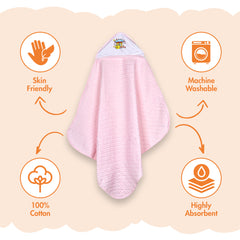 Moms Home New Born Organic Cotton Velcro Swaddle Wrap Gift Set of 9 Items - Pink