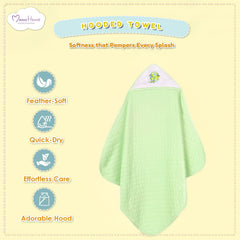 Ultra Soft Cotton Baby Hooded Towel  - Green - 70x70 cm ( 0-3 Months )