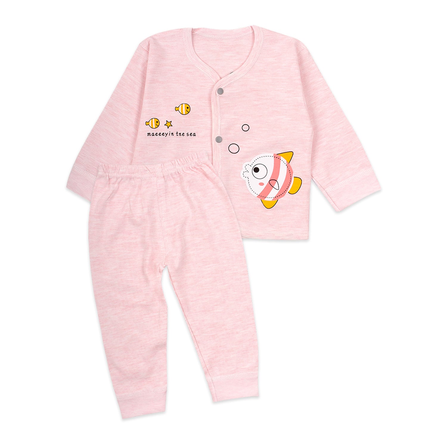 Baby's Warm Unisex Cotton Suit Set - 1 Pajama and 1 Shirt - Pink