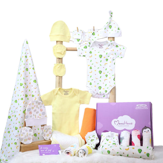 Hospital Kit for Newborn baby | New Born Baby Home Coming Outfit | Organic Cotton Gift Set | 0-6 Months | 25 Items | Avocado