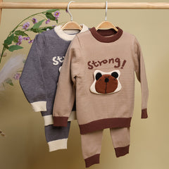 Winter Warm Woollen Full Sleeve Co-ord Sets For Baby | Bear | Set of 1