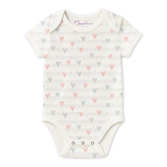 New Born Baby Organic Cotton Half Sleeves Onesie | New Born Baby Clothes | Baby Half Sleeve Cotton Sleepsuits | Pink, Car, Peach, Heart | Pack of 4