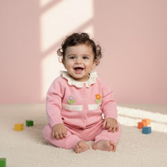 Winter Warm Woollen Full Sleeve Co-ord Sets For Baby | Flower | Set of 1