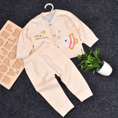 Baby's Warm Unisex Cotton Suit Set - 1 Pajama and 1 Shirt - Peach