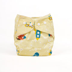 Baby Reusable Cotton Printed Pocket Diapers With 1 Inserts - Pack of 1 Rocket