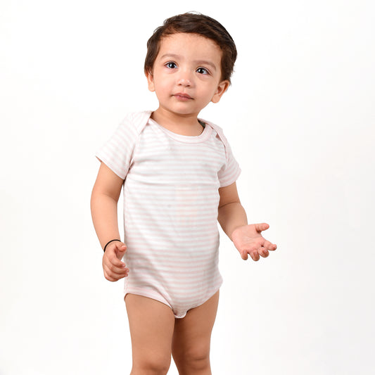 Baby Organic Cotton Onesie | Pink Stripe  | 6-12 Months | Pack of 1