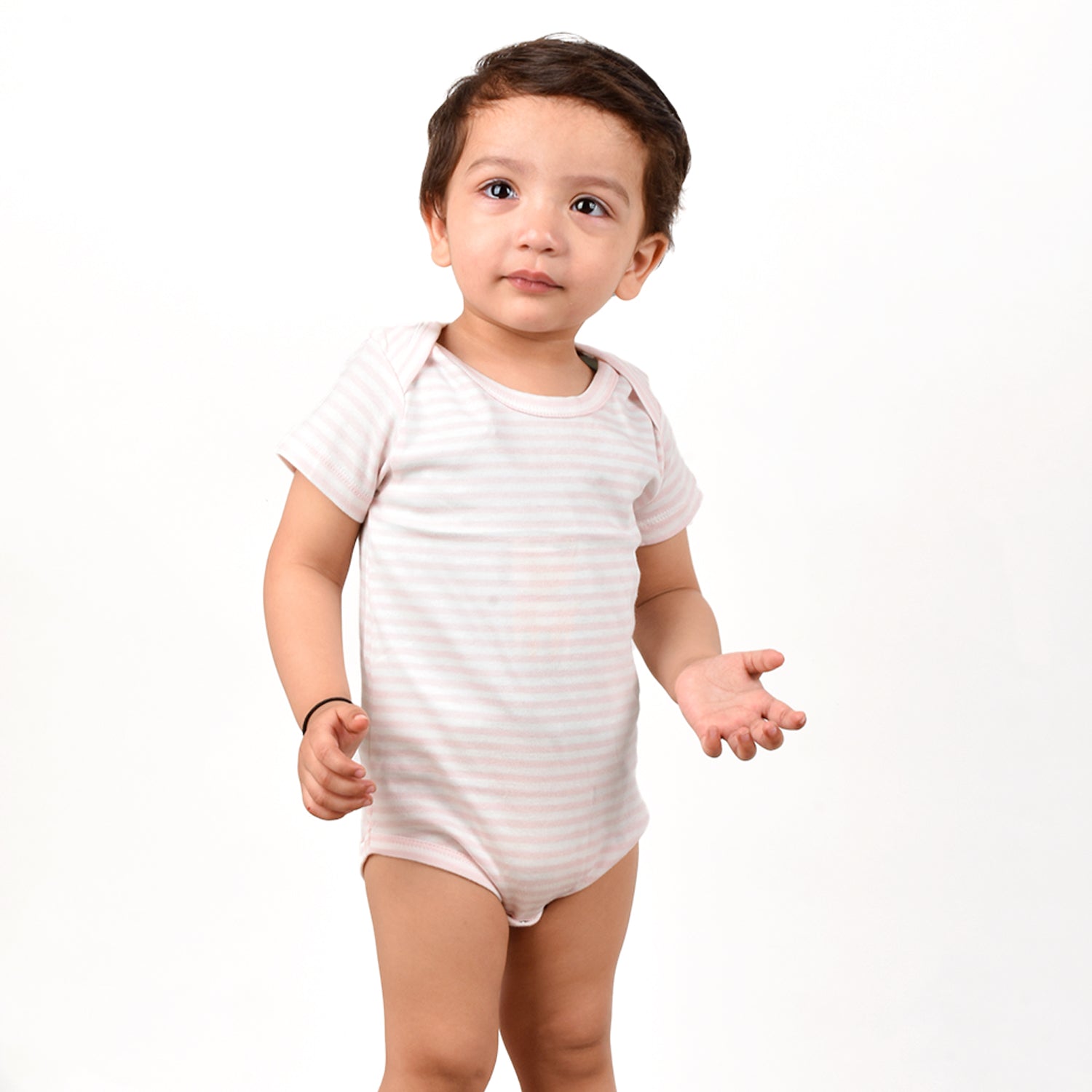 Baby Soft Organic cotton Unisex  Onesie/BodySuit - Peach, Blue & Pink Striped - Pack of 3