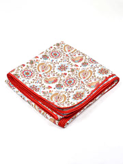 Moms Home Kids Pure Cotton Reversible Dohar, AC Blanket Comforter, Soft Light-Weight Blanket  ( Red Floral)