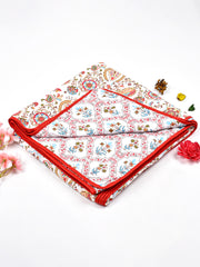 Moms Home Kids Pure Cotton Reversible Dohar, AC Blanket Comforter, Soft Light-Weight Blanket  ( Red Floral)