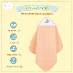Ultra Soft Cotton Baby Hooded Towel  - Peach - 70x70 cm ( 0-3 Months )