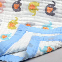 Organic Cotton Baby Muslin Towel 6 Layer Blanket -100 x100 cm - 0-3 Years - Elephant