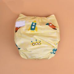 Baby Reusable Cotton Printed Pocket Diapers With 1 Inserts - Pack of 1 Rocket