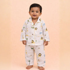 Organic Cotton Unisex Kids Pajama Set Combo | Night Suit | Sleepwear | Lion