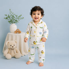 Organic Cotton Unisex Kids Pajama Set Combo | Night Suit | Sleepwear | Lion