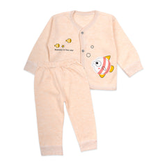 Baby's Warm Unisex Cotton Suit Set - 1 Pajama and 1 Shirt - Peach