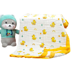 Baby Muslin 6 Layer Muslin blanket Cum Towel | 100X100 CM |0-3 Years| Duck