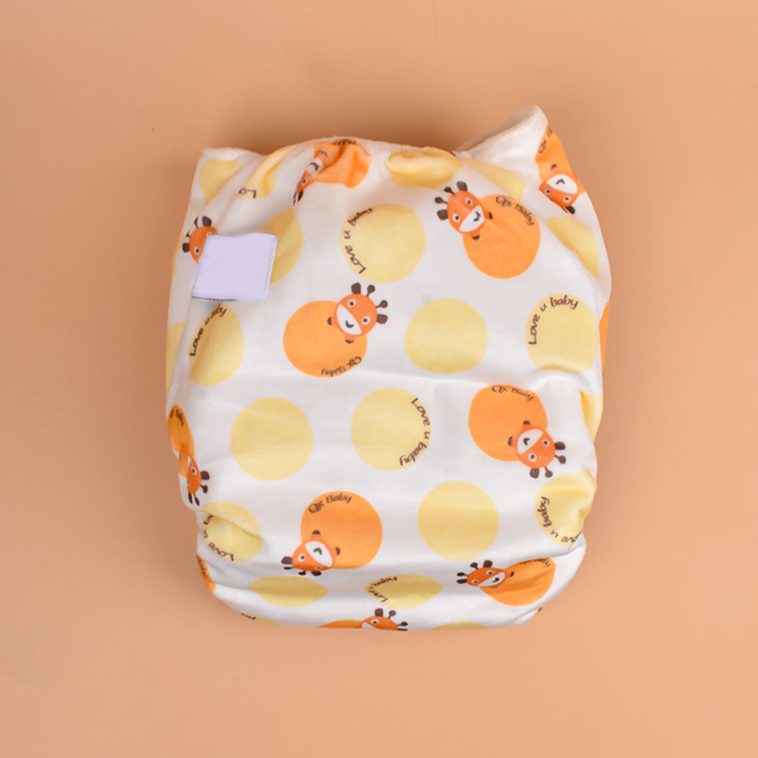 Baby Reusable Cotton Printed Pocket Diapers With 1 Inserts - Pack of 1 Yellow Sheep