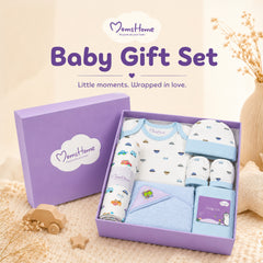 Organic Cotton Baby Essentials Gift Set | Baby Shower Gift Hamper | Baby Clothing Gift Combo | Car | Pack of 10